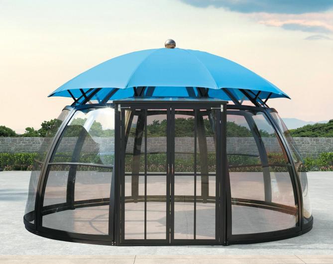 Luxury round aluminium sunroom (black powder coat)