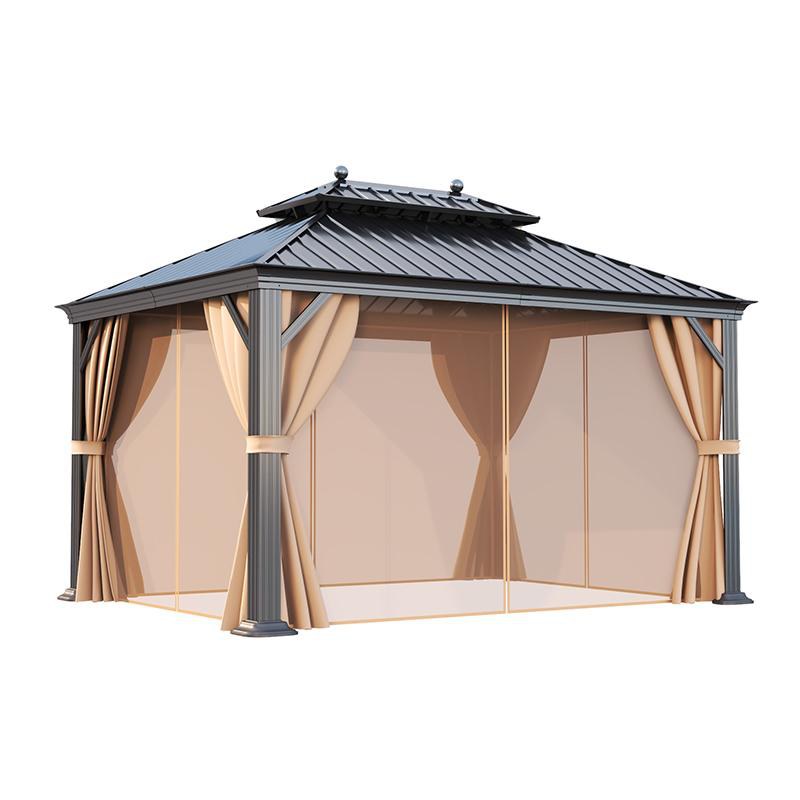 Double-roof Luxembourg gazebo with double curtains and gutter