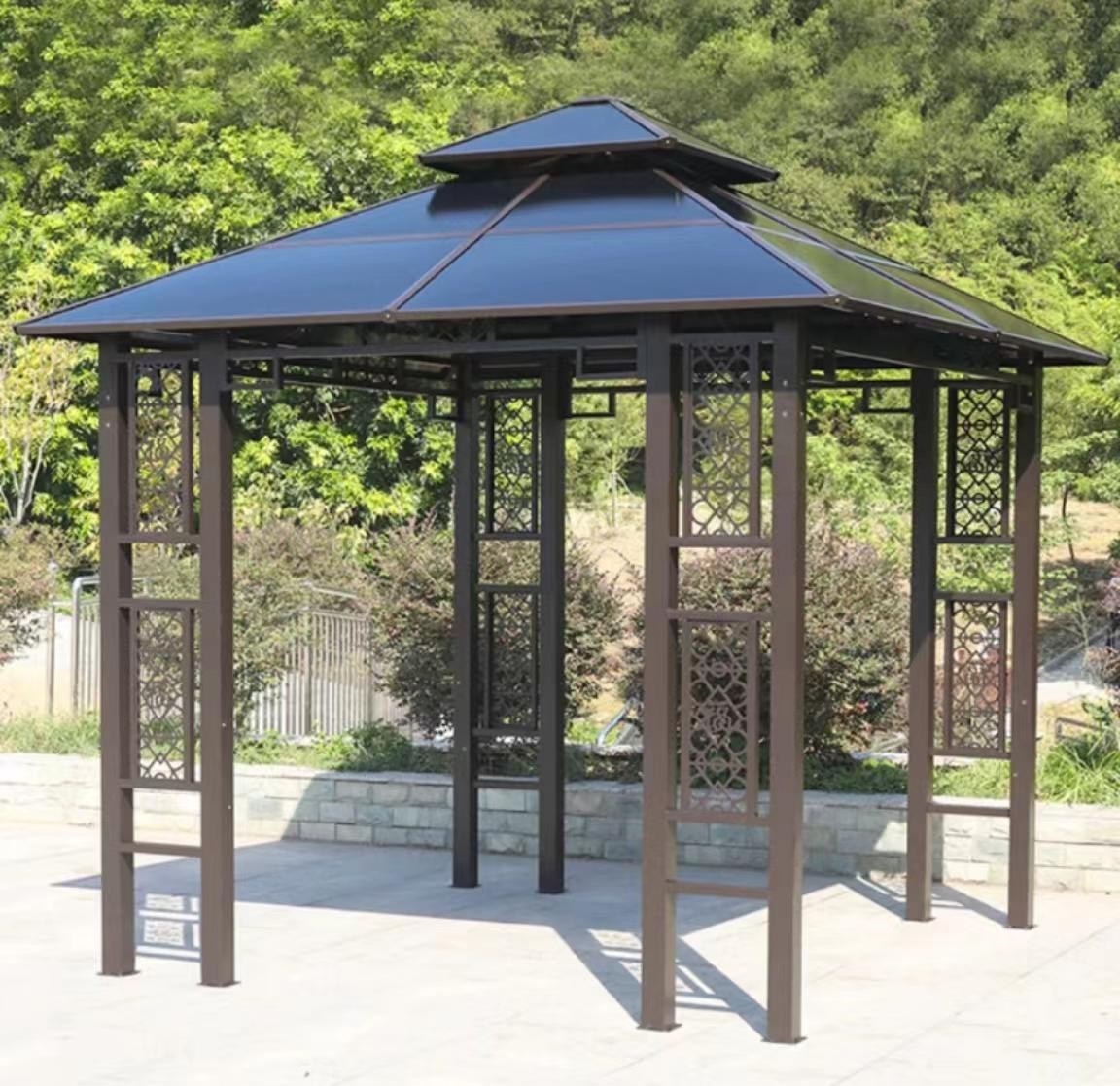Single gazebo, polycarbonate roof