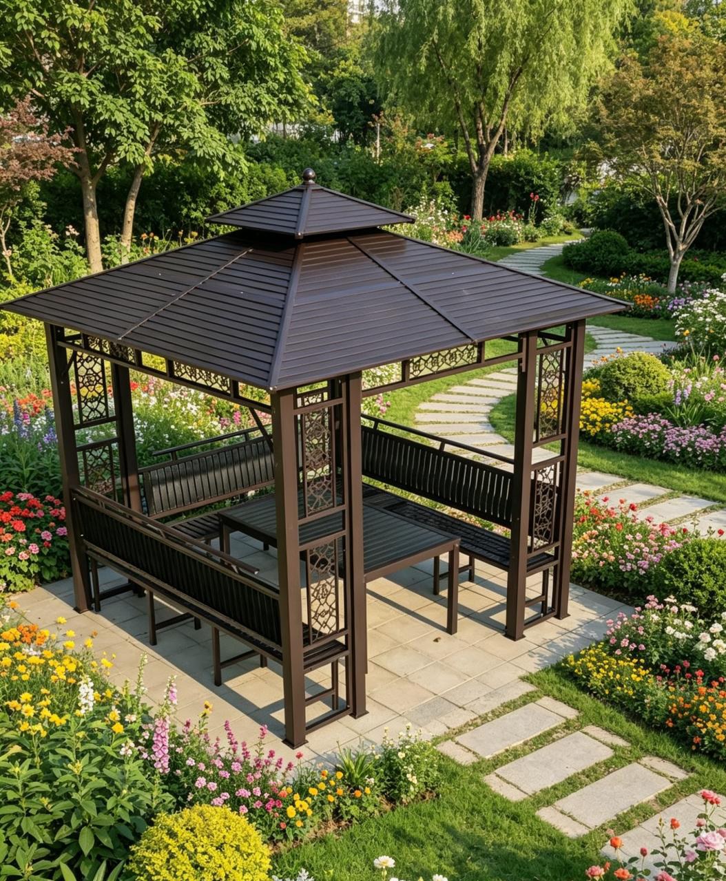 Gazebo with table and chairs