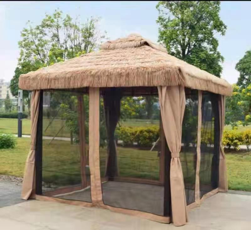 Thatched four-post gazebo